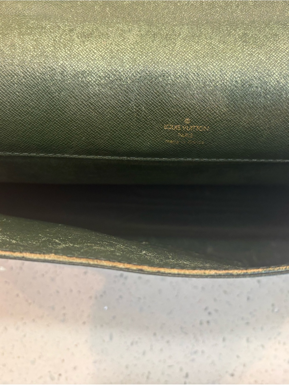 Louis Vuitton Dark Green Leather Briefcase with Brass Lock - Picture 9 of 9